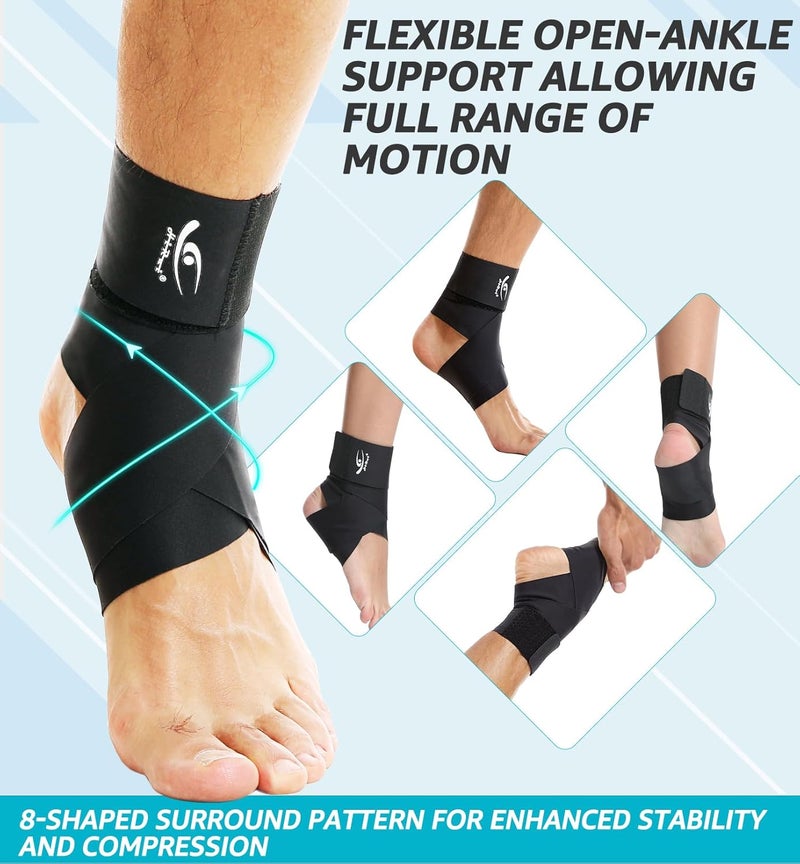 HiRui Ultrathin High-Elastic Ankle Wraps Ankle Brace for Men Women Kids, Adjustable Ankle Straps for Running, Football, Basketball, Sprains, Arthritis, Plantar Fasciitis (Black, Medium (Pack of 1)) - Image 2